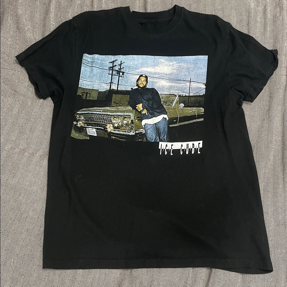 Black Graphic T-Shirt with Car Print